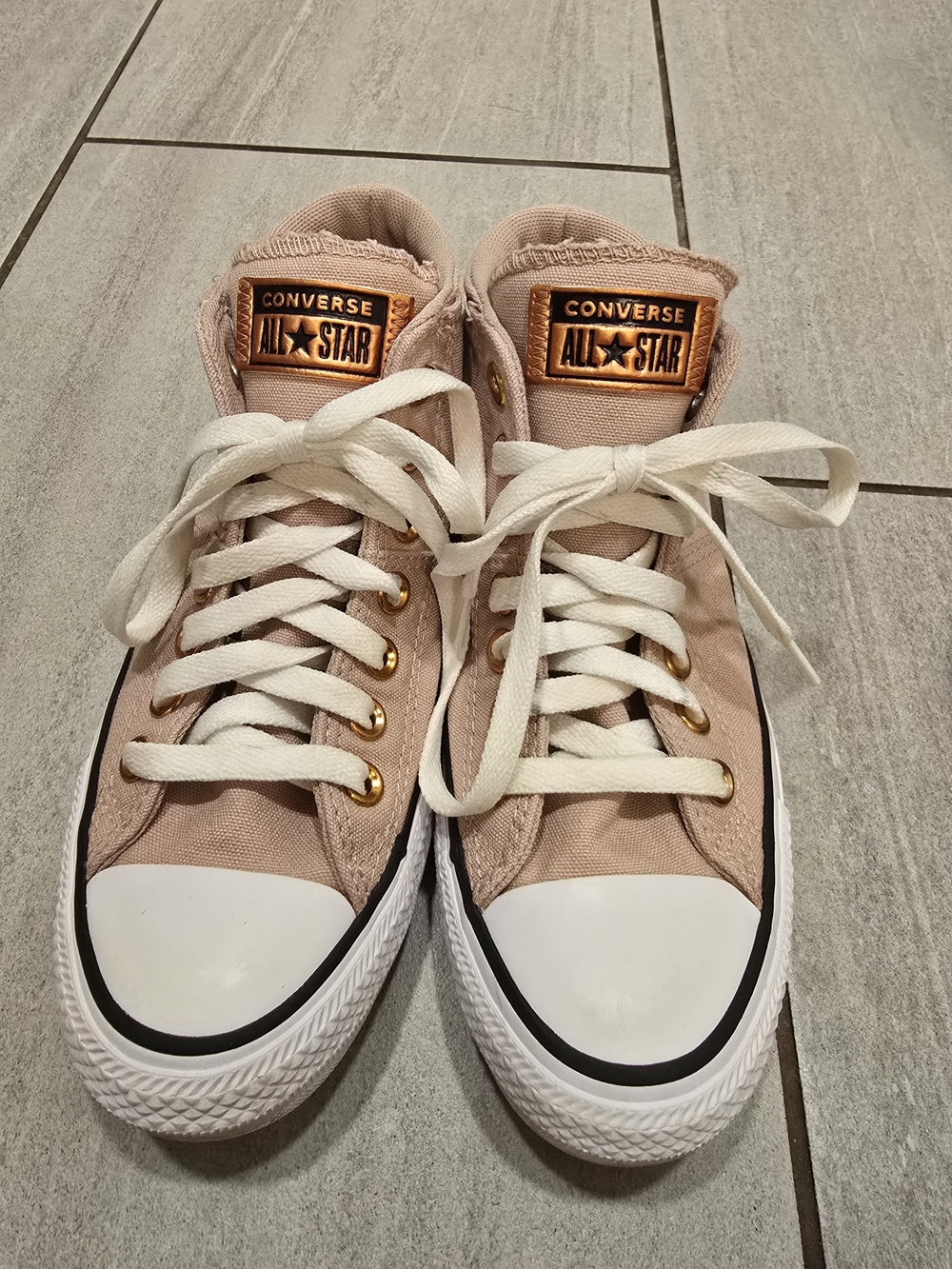 Converse Chuck Taylor All Star Pink High Top Sneakers Rose Gold Hardware Size 7 - Picture 2 of 5